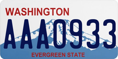 WA license plate AAA0933