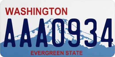 WA license plate AAA0934