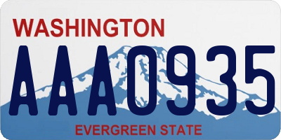 WA license plate AAA0935