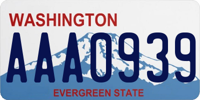 WA license plate AAA0939