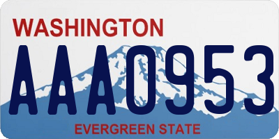 WA license plate AAA0953