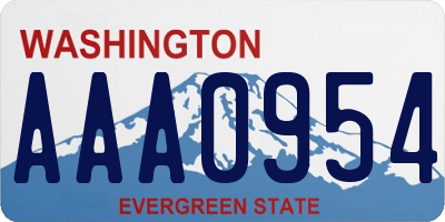 WA license plate AAA0954