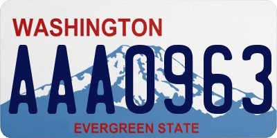 WA license plate AAA0963