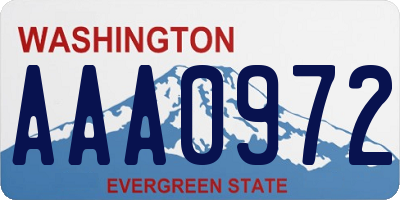 WA license plate AAA0972