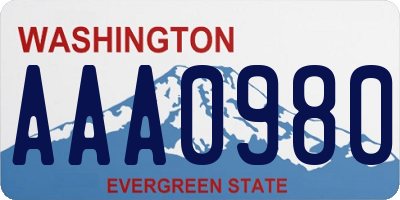 WA license plate AAA0980