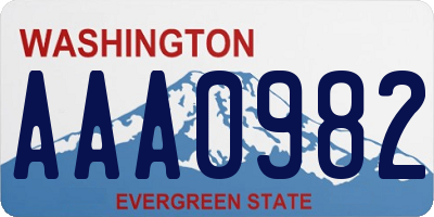 WA license plate AAA0982