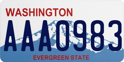 WA license plate AAA0983