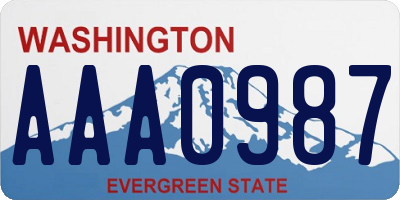 WA license plate AAA0987