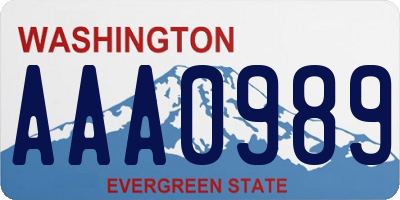 WA license plate AAA0989