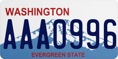 WA license plate AAA0996