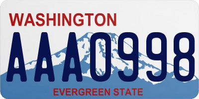 WA license plate AAA0998