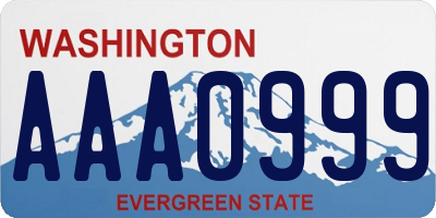 WA license plate AAA0999