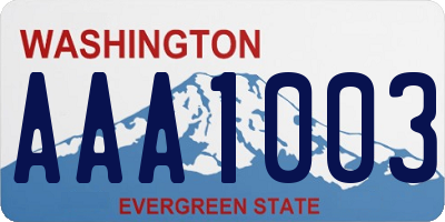 WA license plate AAA1003