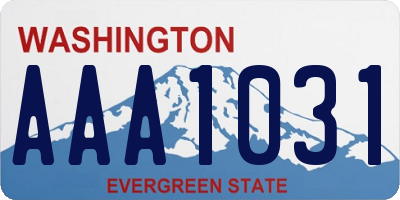 WA license plate AAA1031