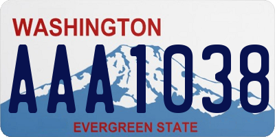 WA license plate AAA1038