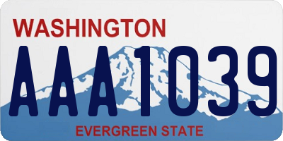 WA license plate AAA1039
