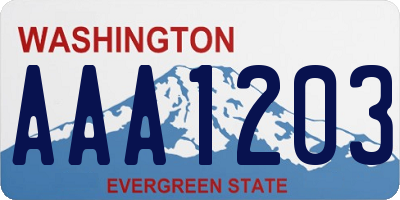 WA license plate AAA1203