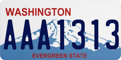 WA license plate AAA1313