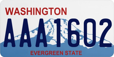 WA license plate AAA1602