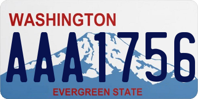 WA license plate AAA1756