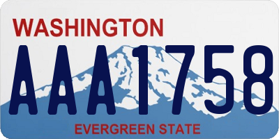 WA license plate AAA1758