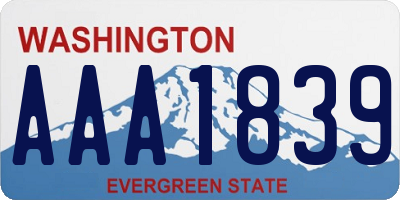 WA license plate AAA1839