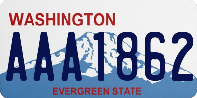 WA license plate AAA1862