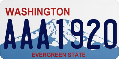 WA license plate AAA1920