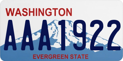 WA license plate AAA1922