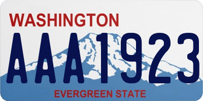 WA license plate AAA1923