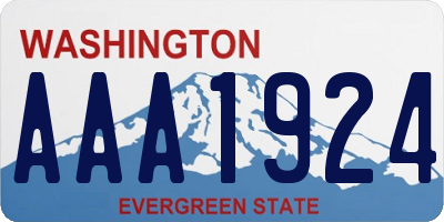 WA license plate AAA1924