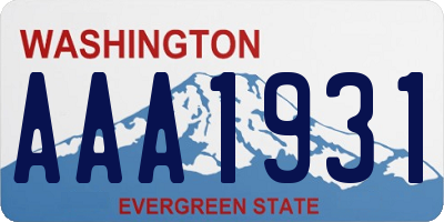 WA license plate AAA1931