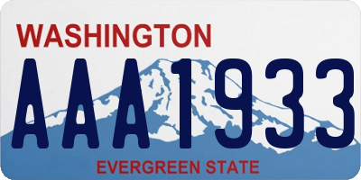 WA license plate AAA1933