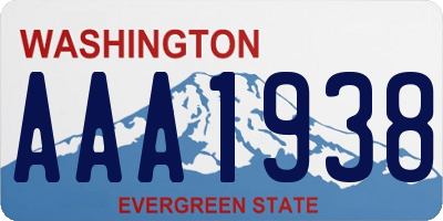 WA license plate AAA1938