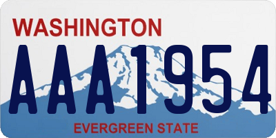 WA license plate AAA1954