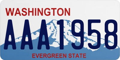 WA license plate AAA1958