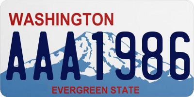 WA license plate AAA1986