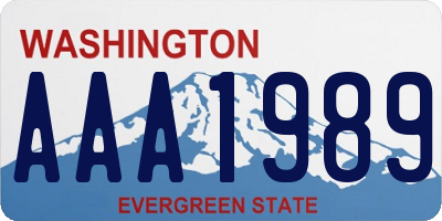 WA license plate AAA1989