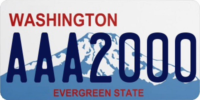 WA license plate AAA2000