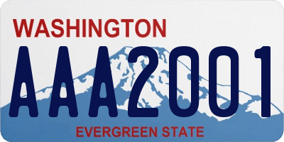 WA license plate AAA2001