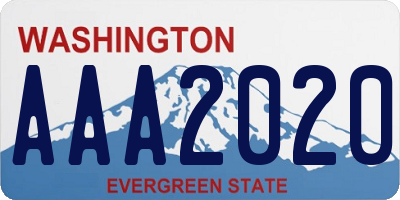 WA license plate AAA2020