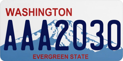 WA license plate AAA2030