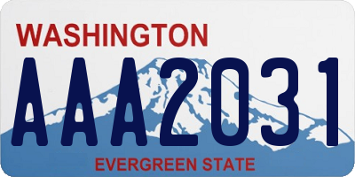 WA license plate AAA2031