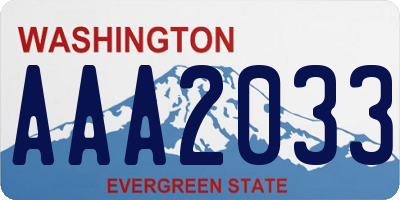 WA license plate AAA2033