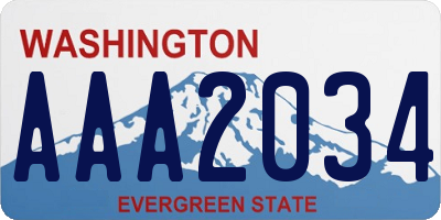 WA license plate AAA2034