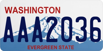 WA license plate AAA2036