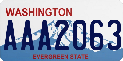 WA license plate AAA2063