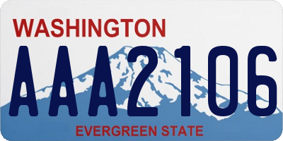 WA license plate AAA2106