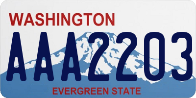 WA license plate AAA2203