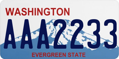 WA license plate AAA2233